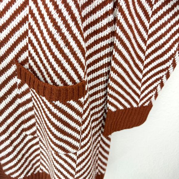 Stitch Fix Fortune + Ivy Womens Long Knit Cardigan Size XXL Chevron Stripe Rust - Picture 2 of 8